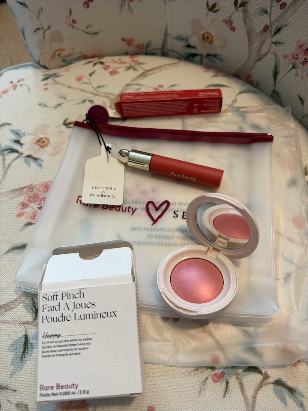 Rare Beauty bundle with makeup pouch NWT